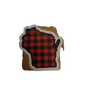 Wisconsin State Buffalo Check Plaid Waterproof Vinyl Sticker Large Red Black